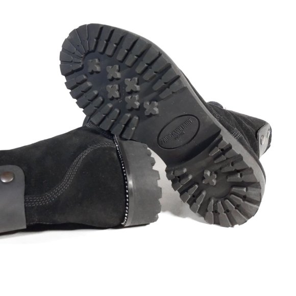 ZADIG VOLTAIRE Boots Womens 7 -7.5 Black Suede Joe Lace up Boots *PRIMO* - Picture 5 of 9
